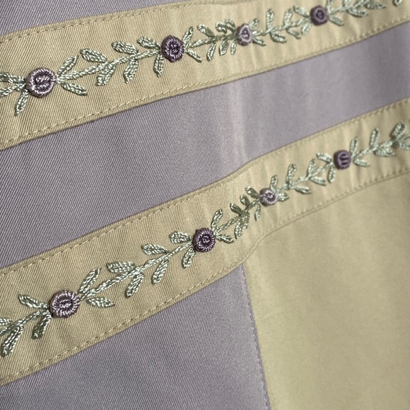 Vintage Jacket Women XL 22W Tan Pastels 90s Floral Embroidery Cottagecore Spring - Picture 7 of 16